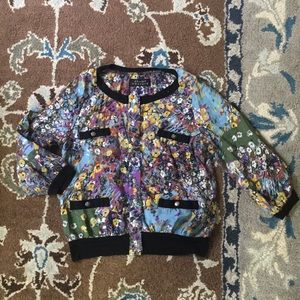 Abstract Floral Patterned Button-Up
